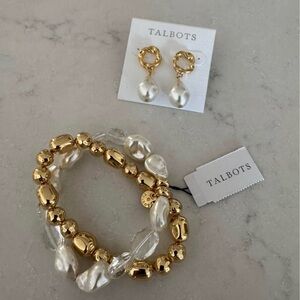 Talbots Gold and Pearl Earrings